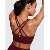 imageCRZ YOGA Womens Strappy Longline Sports Bra  Medium Impact Criss Cross Yoga Padded Workout Crop TopRed Merlot