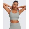 imageCRZ YOGA Womens Strappy Longline Sports Bra  Medium Impact Criss Cross Yoga Padded Workout Crop TopSterling