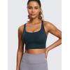imageCRZ YOGA Womens Strappy Longline Sports Bra  Medium Impact Criss Cross Yoga Padded Workout Crop TopTrue Navy