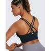 imageCRZ YOGA Womens Strappy Longline Sports Bra  Medium Impact Criss Cross Yoga Padded Workout Crop TopTrue Navy