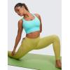 imageCRZ YOGA Womens Strappy Longline Sports Bra  Medium Impact Criss Cross Yoga Padded Workout Crop TopTurquoise