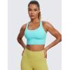 imageCRZ YOGA Womens Strappy Longline Sports Bra  Medium Impact Criss Cross Yoga Padded Workout Crop TopTurquoise