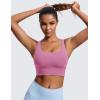 imageCRZ YOGA Womens Strappy Longline Sports Bra  Medium Impact Criss Cross Yoga Padded Workout Crop TopVelvet Dust
