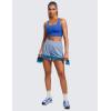 imageCRZ YOGA Womens Strappy Longline Sports Bra  Medium Impact Criss Cross Yoga Padded Workout Crop TopWaves Blue