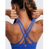 imageCRZ YOGA Womens Strappy Longline Sports Bra  Medium Impact Criss Cross Yoga Padded Workout Crop TopWaves Blue
