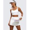 imageCRZ YOGA Womens Strappy Longline Sports Bra  Medium Impact Criss Cross Yoga Padded Workout Crop TopWhite
