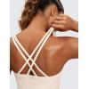 imageCRZ YOGA Womens Strappy Longline Sports Bra  Medium Impact Criss Cross Yoga Padded Workout Crop TopWhite Apricot
