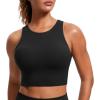 imageCRZ YOGA Butterluxe Racerback High Neck Longline Sports Bras for Women  Padded Workout Crop Tank Tops with Built in PadsBlack