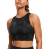imageCRZ YOGA Butterluxe Racerback High Neck Longline Sports Bras for Women  Padded Workout Crop Tank Tops with Built in PadsBlack Tie Dye Flowers