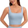 imageCRZ YOGA Butterluxe Womens Square Neck Longline Sports Bra  Workout Crop Tank Tops Padded Yoga Camisole with Built in PadsCambric Blue
