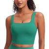 imageCRZ YOGA Butterluxe Womens Square Neck Longline Sports Bra  Workout Crop Tank Tops Padded Yoga Camisole with Built in PadsCascadia Green