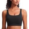 imageCRZ YOGA Butterluxe Womens U Back Sports Bra  Scoop Neck Padded Low Impact Yoga Clothes Workout Crop Top with Built in PadsBlack