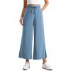 imageCRZ YOGA Lightweight Wide Leg Cropped Pants for Women High Waisted Loose Casual Lounge Travel Work Sweatpants SummerUniverse Blue