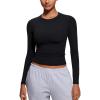 imageCRZ YOGA Long Sleeve Shirts for Women Soft Crew Neck Fall Basic Tight Tops Fitted Casual Going Out TShirtsBlack