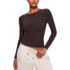 imageCRZ YOGA Long Sleeve Shirts for Women Soft Crew Neck Fall Basic Tight Tops Fitted Casual Going Out TShirtsHot Fudge Brown