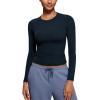 imageCRZ YOGA Long Sleeve Shirts for Women Soft Crew Neck Fall Basic Tight Tops Fitted Casual Going Out TShirtsTrue Navy