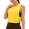 imageCRZ YOGA Pima Cotton Cropped Workout Tank Tops for Women  Sleeveless Sports Athletic Yoga Running Gym Crop ShirtsHigh Visibility Yellow