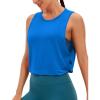 imageCRZ YOGA Pima Cotton Cropped Workout Tank Tops for Women  Sleeveless Sports Athletic Yoga Running Gym Crop ShirtsSparkle Blue