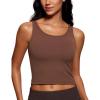 imageCRZ YOGA Womens Butterluxe Double Lined Workout Tank Tops Scoop Neck Racerback Cropped Casual Sleeveless ShirtCoffee Brown