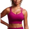 imageCRZ YOGA Womens Butterluxe Strappy Longline Sports Bra  Molded Cup Double Spaghetti Strap Workout Yoga Crop Top AthleticMagenta Purple
