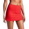 imageCRZ YOGA Womens High Waisted Swim Skirt A Line Swimsuit Skorts Side Slit Bathing Suit Bikini Bottoms with Built in BriefsDeep Red