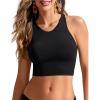 imageCRZ YOGA Womens Racerback Bikini Tops Quick Dry High Neck Modest Swimsuit Padded Sports Bathing SuitBlack