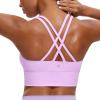 imageCRZ YOGA Womens Strappy Longline Sports Bra  Medium Impact Criss Cross Yoga Padded Workout Crop TopLilac