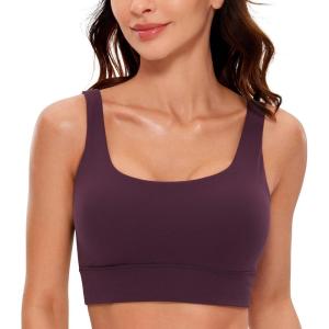 imageCRZ YOGA Butterluxe Womens U Back Sports Bra  Scoop Neck Padded Low Impact Yoga Clothes Workout Crop Top with Built in PadsDeep Purple