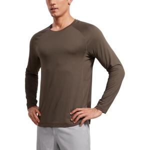 imageCRZ YOGA Lightweight Long Sleeve Shirts for Men Moisture Wicking Quick Dry TShirt Workout Running Basic Tee TopsDark Mocha