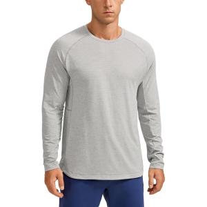 imageCRZ YOGA Lightweight Long Sleeve Shirts for Men Moisture Wicking Quick Dry TShirt Workout Running Basic Tee TopsLight Gray Heather