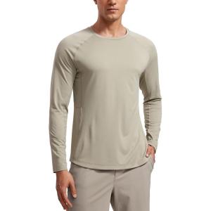 imageCRZ YOGA Lightweight Long Sleeve Shirts for Men Moisture Wicking Quick Dry TShirt Workout Running Basic Tee TopsLimestone Green