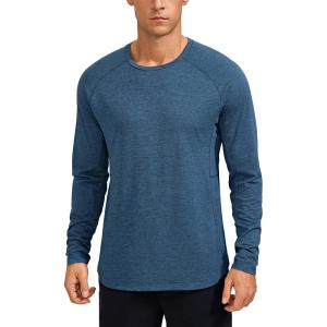 imageCRZ YOGA Lightweight Long Sleeve Shirts for Men Moisture Wicking Quick Dry TShirt Workout Running Basic Tee TopsOcean Blue Heather