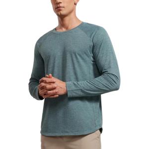 imageCRZ YOGA Lightweight Long Sleeve Shirts for Men Moisture Wicking Quick Dry TShirt Workout Running Basic Tee TopsSmoked Spruce Heather