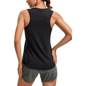 imageCRZ YOGA Lightweight Racerback Tank Tops for Women High Neck Workout Athletic Running Sleeveless ShirtsBlack