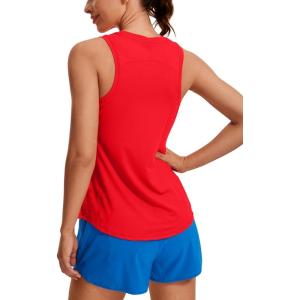 imageCRZ YOGA Lightweight Racerback Tank Tops for Women High Neck Workout Athletic Running Sleeveless ShirtsDeep Red