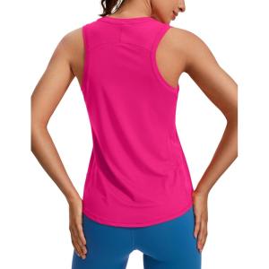imageCRZ YOGA Lightweight Racerback Tank Tops for Women High Neck Workout Athletic Running Sleeveless ShirtsGranita Pink
