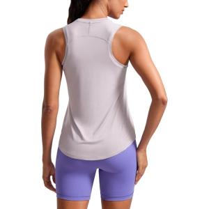 imageCRZ YOGA Lightweight Racerback Tank Tops for Women High Neck Workout Athletic Running Sleeveless ShirtsIced Iris