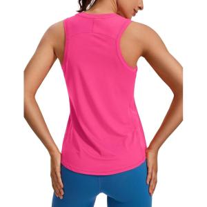 imageCRZ YOGA Lightweight Racerback Tank Tops for Women High Neck Workout Athletic Running Sleeveless ShirtsMagenta
