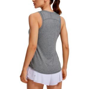 imageCRZ YOGA Lightweight Racerback Tank Tops for Women High Neck Workout Athletic Running Sleeveless ShirtsPlatinum Heather