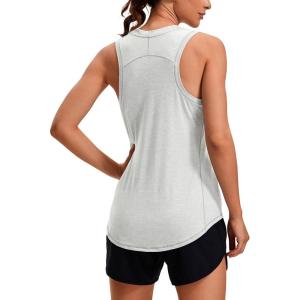 imageCRZ YOGA Lightweight Racerback Tank Tops for Women High Neck Workout Athletic Running Sleeveless ShirtsSilver Mist