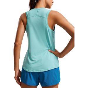 imageCRZ YOGA Lightweight Racerback Tank Tops for Women High Neck Workout Athletic Running Sleeveless ShirtsTropical Mint Green