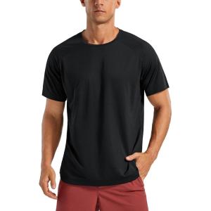 imageCRZ YOGA Lightweight Short Sleeve TShirt for Men Quick Dry Workout Running Athletic Tee Shirt TopsBlack
