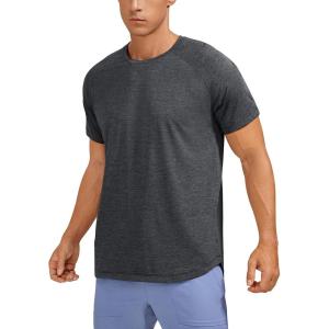 imageCRZ YOGA Lightweight Short Sleeve TShirt for Men Quick Dry Workout Running Athletic Tee Shirt TopsCarbon Heather