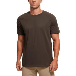 imageCRZ YOGA Lightweight Short Sleeve TShirt for Men Quick Dry Workout Running Athletic Tee Shirt TopsDark Mocha