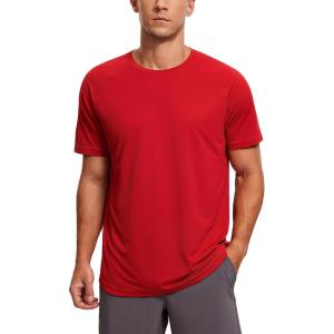 imageCRZ YOGA Lightweight Short Sleeve TShirt for Men Quick Dry Workout Running Athletic Tee Shirt TopsDark Red Raspberry