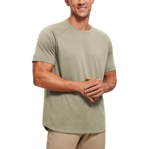 imageCRZ YOGA Lightweight Short Sleeve TShirt for Men Quick Dry Workout Running Athletic Tee Shirt TopsLimestone Green