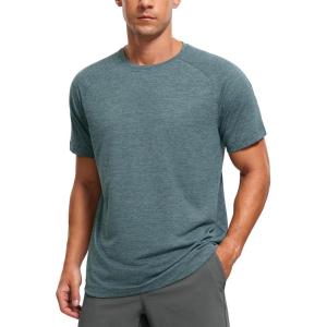 imageCRZ YOGA Lightweight Short Sleeve TShirt for Men Quick Dry Workout Running Athletic Tee Shirt TopsSmoked Spruce Heather