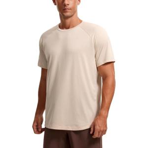 imageCRZ YOGA Lightweight Short Sleeve TShirt for Men Quick Dry Workout Running Athletic Tee Shirt TopsWhite Opal