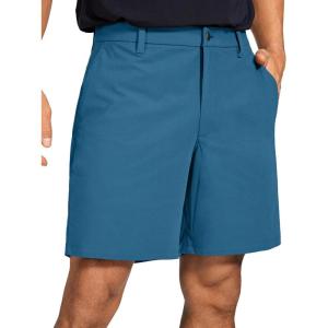 imageCRZ YOGA Mens All Day Comfy Golf Shorts  7quot9quot Stretch Lightweight Flat Front for Casual Work with PocketsIron Blue