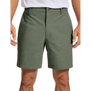 imageCRZ YOGA Mens All Day Comfy Golf Shorts  7quot9quot Stretch Lightweight Flat Front for Casual Work with PocketsLight Army Green